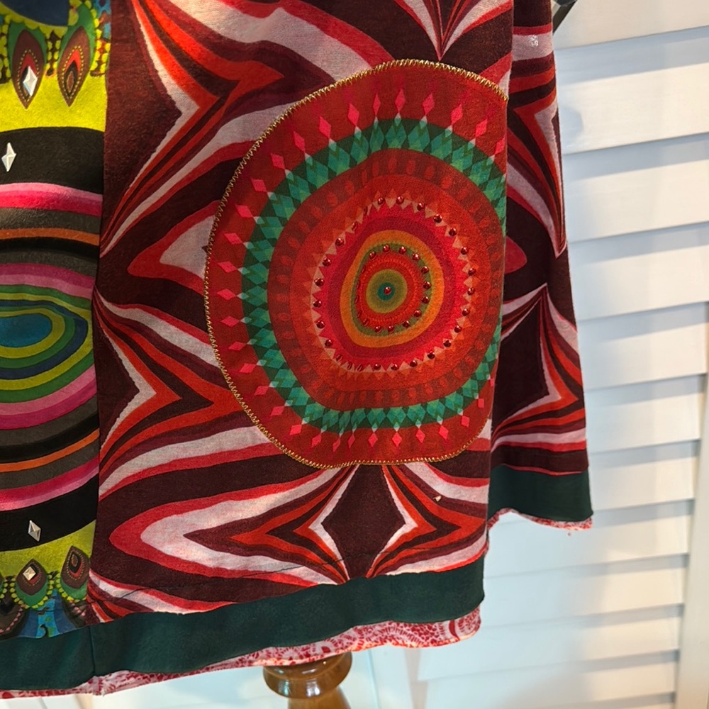 Desigual Boho colorful Sleeveless V-Neck Sundress with beading details. - Picture 6 of 13